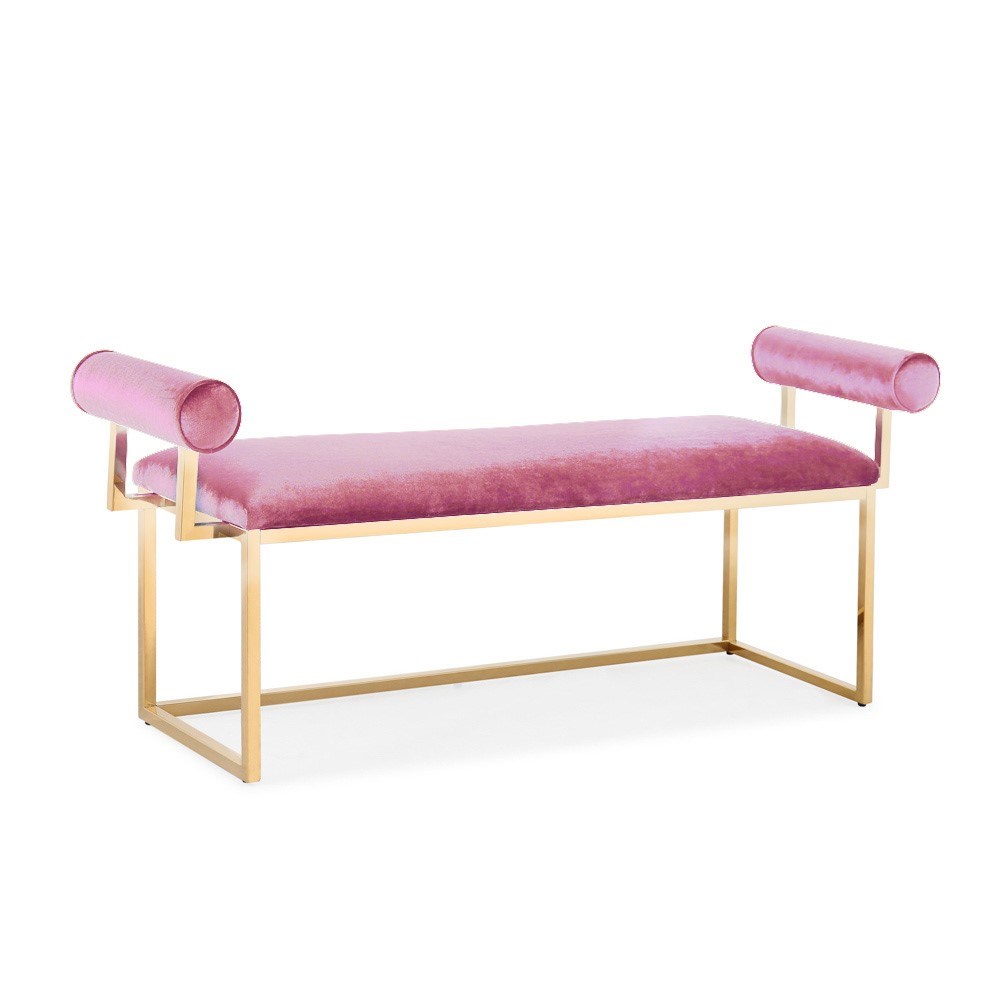 Serena Gold Bench: Pink Velvet
