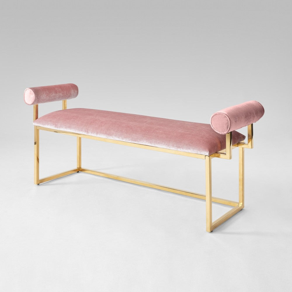 Serena Gold Bench: Pink Velvet