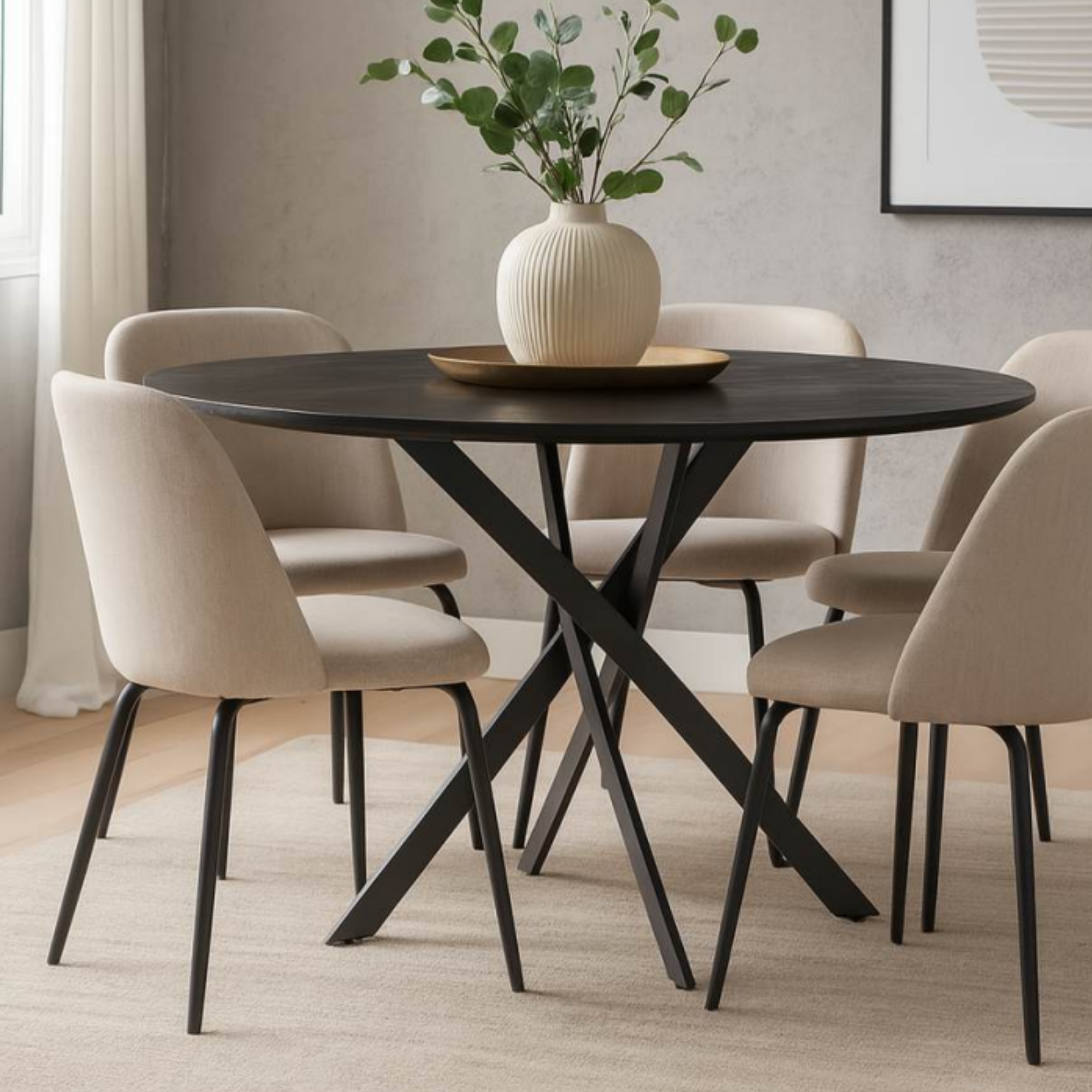Carol Wood Dining Table: Black Ash Veneer 