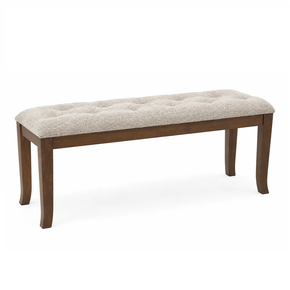 Venice Wood Bench - Biscuit fabric