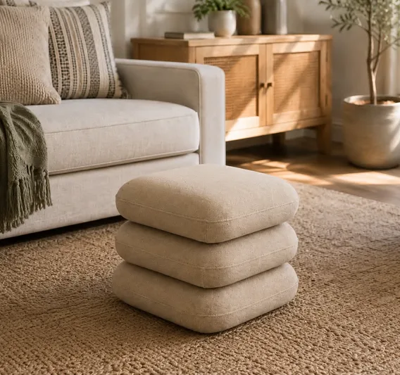19" CloudStack Ottoman: Taupe fabric